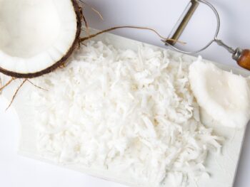dried coconut flakes, sweetened coconut, home n cook, baking powder